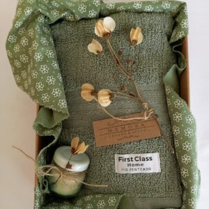 Harmonia Botânica: Toalha Chronos Verde & Vela Aroma de Café