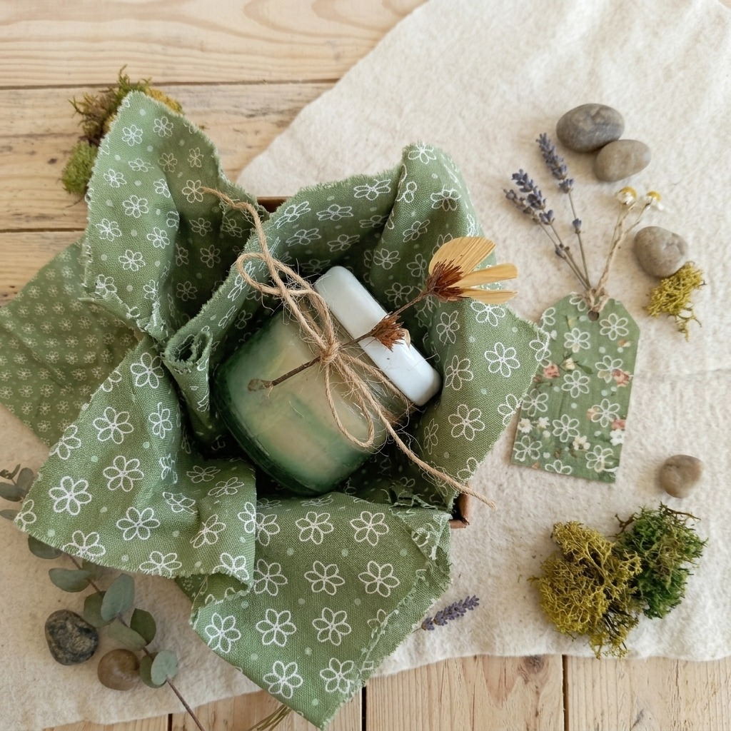 Harmonia Botânica: Toalha Chronos Verde & Vela Aroma de Café - Imagem 3